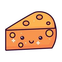 rebanada de queso de comida kawaii vector