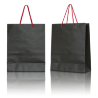 black paper bag isolated with reflect floor for mockup png