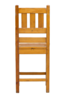 vue arrière de la chaise en bois isolée avec un tracé de détourage png