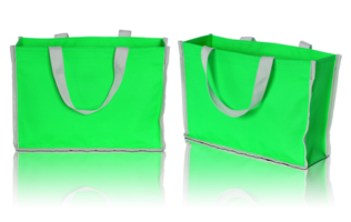 aislamiento de bolsa de compras verde con piso reflectante para maqueta png