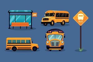 set of school bus vector
