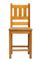 vista frontal da cadeira de madeira isolada com traçado de recorte png