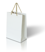 saco de papel branco isolado com piso de reflexão para maquete png