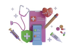 3d rendering Medical app in a smartphone. Online doctor appointment. Online consultation with doctor.Isolated Medical App. 3D Render png