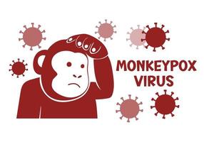 Illustration of the monkeypox virus. The face of the monkey as a symbol. Icon of smallpox and outbreak of a new infectious disease vector