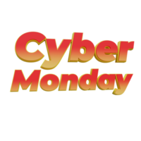 3D Cyber monday text with gradient color png