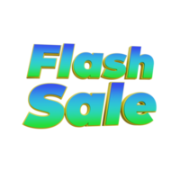 Texto de venta flash 3d con color degradado png