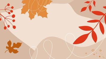 Afiche digital de venta de otoño, pancarta promocional con hojas de otoño, bayas, formas abstractas. ilustración vectorial vector