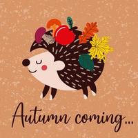 Autumn coming greeting card. Vector illustration