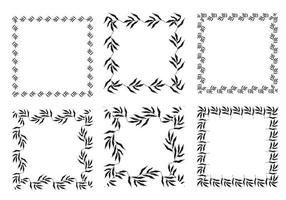 ilustración de la colección de marcos cuadrados negros de forma cuadrada variados hechos de plantas sobre fondo blanco aislado vector