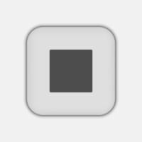 Grey Stop button icon, flat design vector