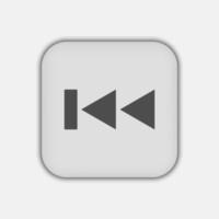 Grey rewind button, flat design style vector