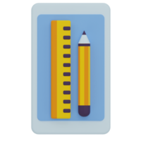 Ruler and Pencil 3D Illustration png