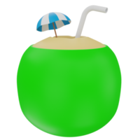 bebida de coco ilustración 3d png