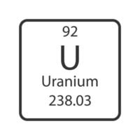 Uranium symbol. Chemical element of the periodic table. Vector illustration.