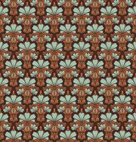 ORANGE SEAMLESS VECTOR BACKGROUND IN ART NOUVEAU STYLE WITH A BOUQUET OF MINT FLOWERS