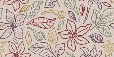 VECTOR HORIZONTAL SEAMLESS BEIGE FLORAL PATTERN WITH LILIES