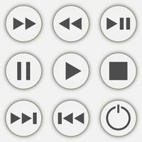 conjunto de botones del reproductor multimedia. ilustración vectorial