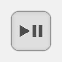 Grey play pause button, flat design style vector