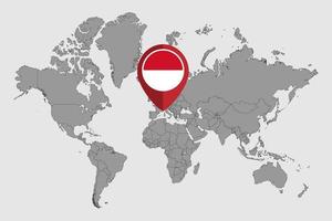 Pin map with Monaco flag on world map. Vector illustration.