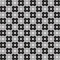 Plain Black White Grey BW Daisy Flower Element Gingham Checkered Tartan Plaid Scott Pattern Illustration Wrapping Paper, Picnic Mat, Tablecloth, Fabric Background vector
