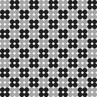 Plain Black White Grey BW Daisy Flower Element Gingham Checkered Tartan Plaid Scott Pattern Illustration Wrapping Paper, Picnic Mat, Tablecloth, Fabric Background vector