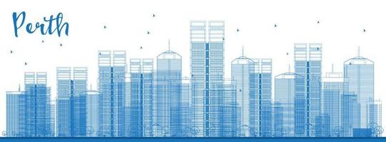 Perth skyline with blue buildings. vector