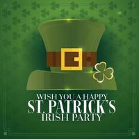 Typographic Saint Patrick's Day Retro Background with Green Hat. vector