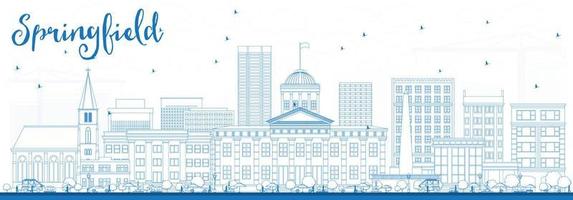 Outline Springfield Skyline with Blue Buildings. vector