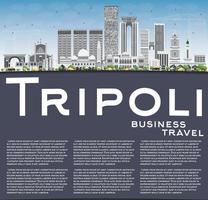 Tripoli Skyline with Gray Buildings, Blue Sky and Copy Space. vector