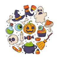 fiesta de halloween fiesta colección de iconos dibujados a mano vector