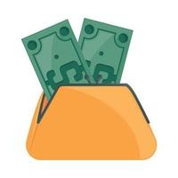 purse and bills vector