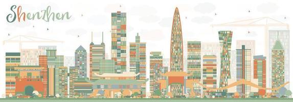 Shenzhen Skyline with Color Buildings. vector