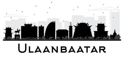 Ulaanbaatar City skyline black and white silhouette. vector