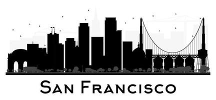 San Francisco City skyline black and white silhouette. vector