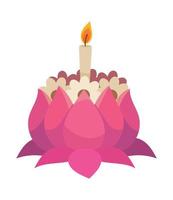 burning candle in flower vector