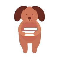 perro escolar con libros vector