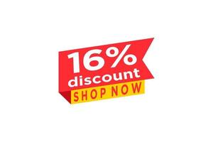 16 discount, Sales Vector badges for Labels, , Stickers, Banners, Tags, Web Stickers, New offer. Discount origami sign banner.