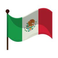 mexican flag in pole vector