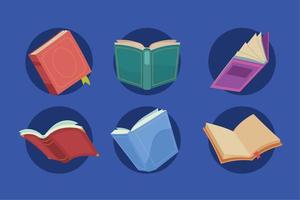 set of literacy and books vector