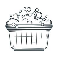 laundry bucket with bubbles vector