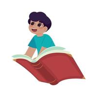 boy and open book vector