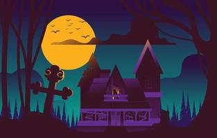 Scarry Night with The Haunted House vector