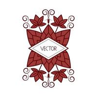 leaves label linear vector
