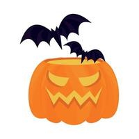 halloween pumpkin and bats vector