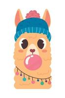 llama with bubble gum vector