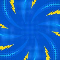 Blue abstract comic background pop art background for poster or book in blue color radial rays backdrop with halftone effect vector
