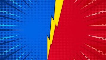 Blue and red comic book background  versus vintage pop art superhero background for comics vector