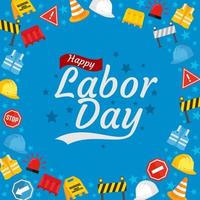 Happy Labor Day Vector greeting card or invitation card. United States national holiday illustration for construction worker background
