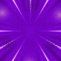 Purple abstract comic background pop art background for poster or book in purple color radial rays backdrop with halftone effect vector